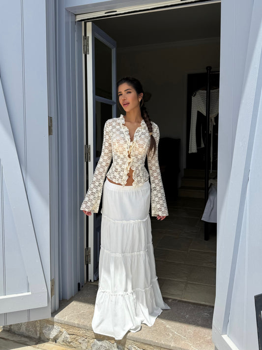 Thalia Trim lace top - cream (forudbestilling)