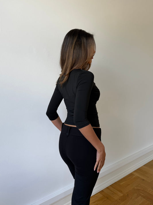 Quarter sleeve lace top - schwarz