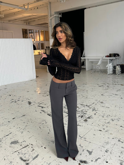 Livia Low Taille Hosen - Dunkelgrau