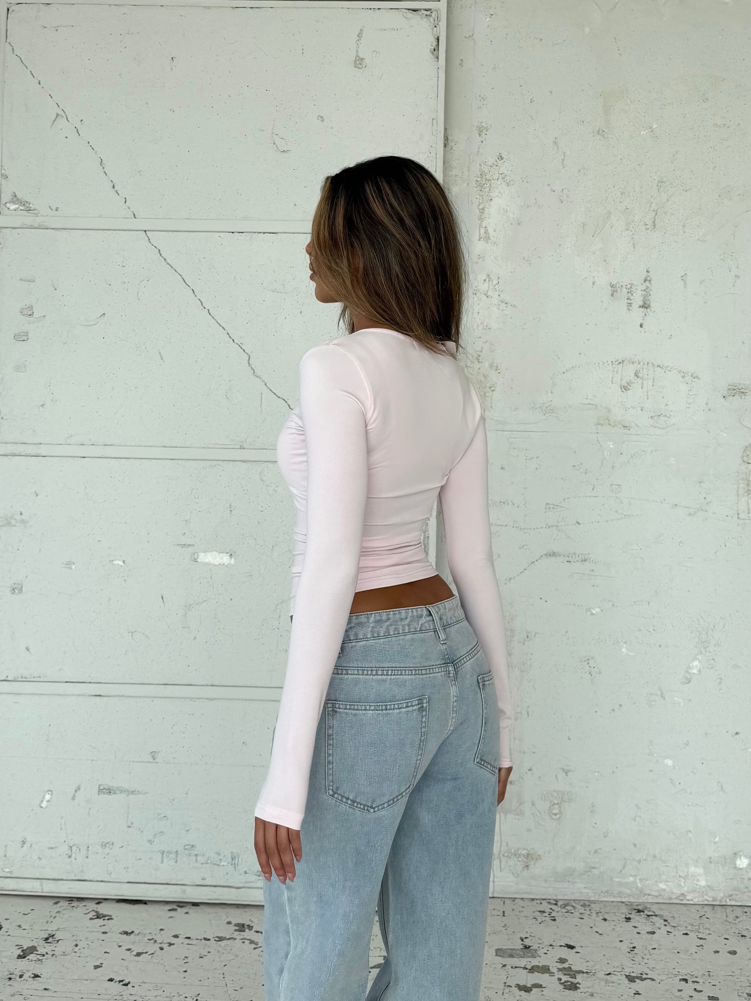 Basic v - neck top - lyserød