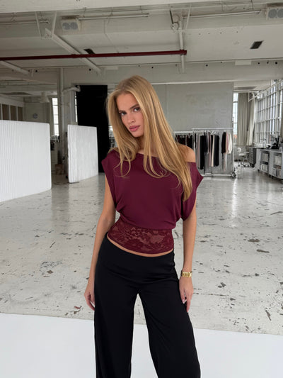 Hera basic lace top - Burgundy