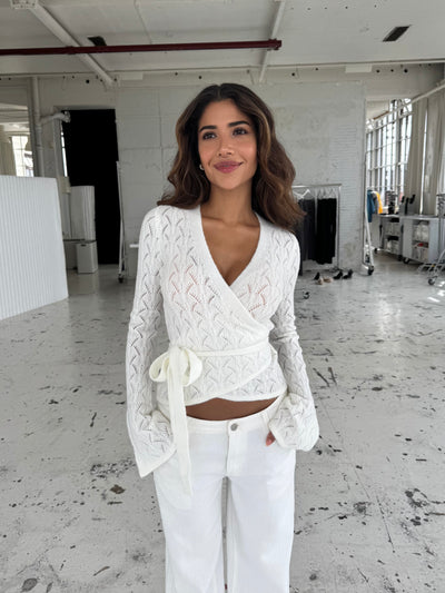 Lacework wool ballerina - White