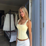 Beba button top - lys gul