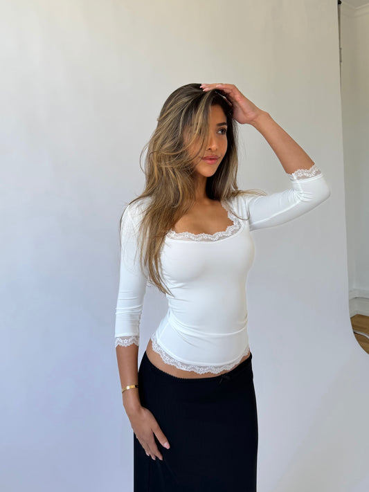 Blair Quarter Sleeve Top – White