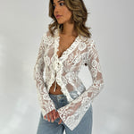 Trim lace top - hvid