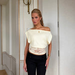 Hera basic lace top - lys gul