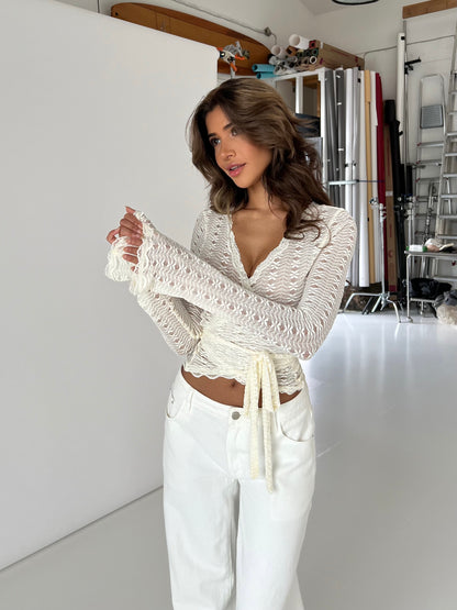 Ballerina Flower Top - Creme