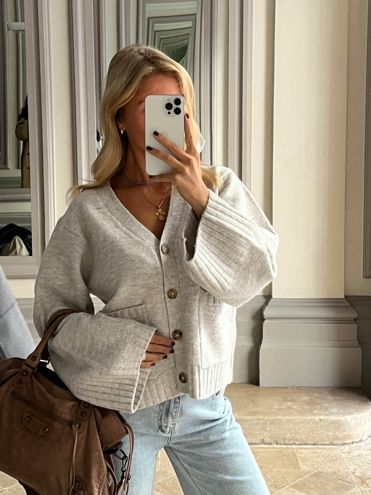 Wool blend Cardigan - light gray 