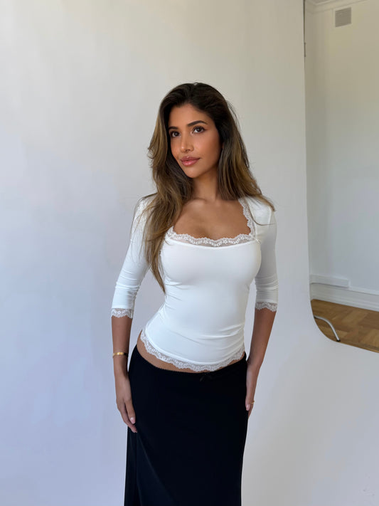 Blair Quarter Sleeve Top – White