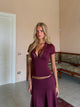 Lucia Basic Lace Tee - Bordeaux