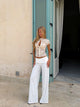 Flowy low waist pants - white