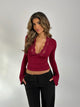 Pretty basic lace top - dark red