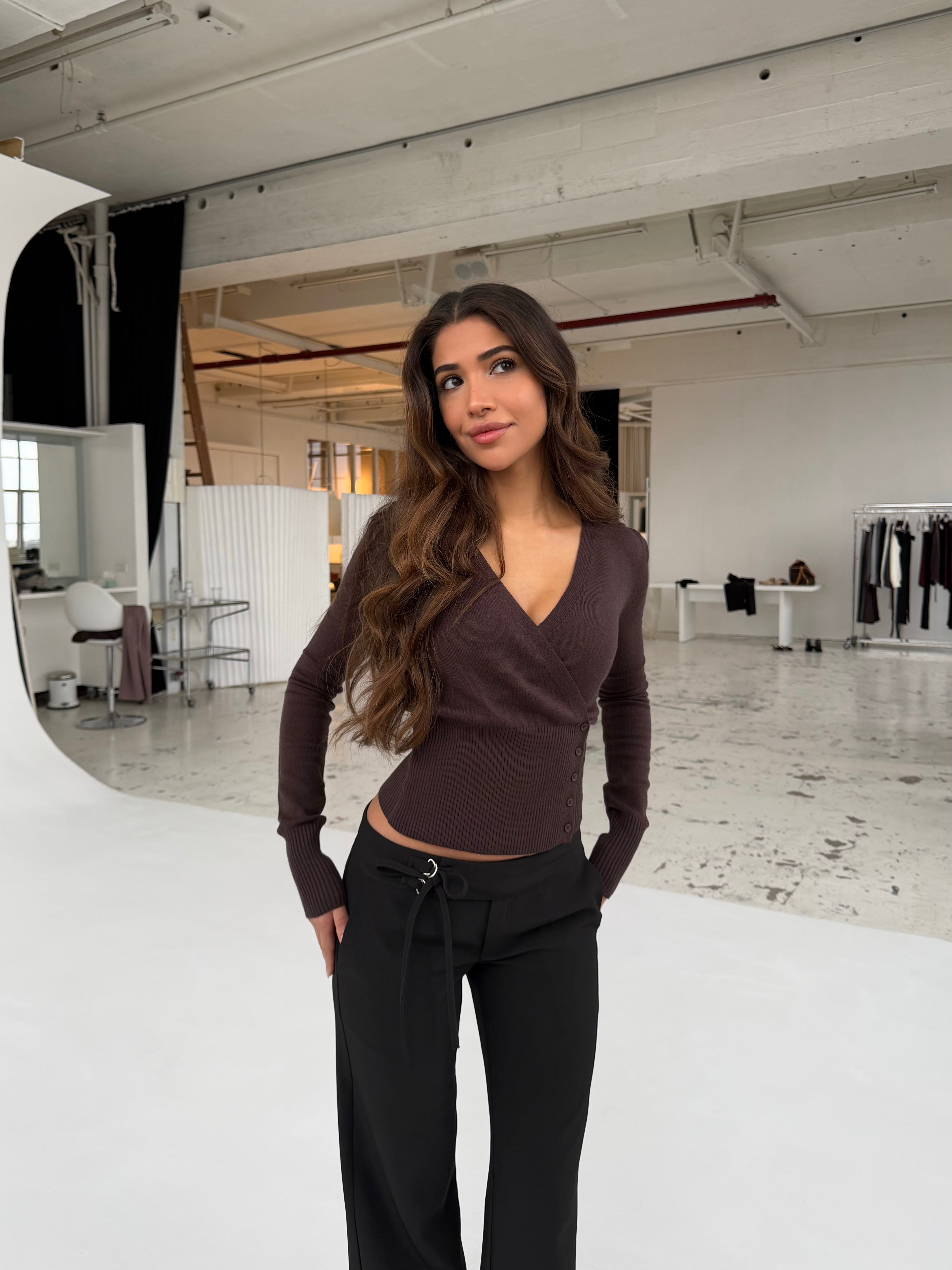 New knit cardigan - mørk brun