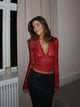 Pretty lace top - dunkelrot