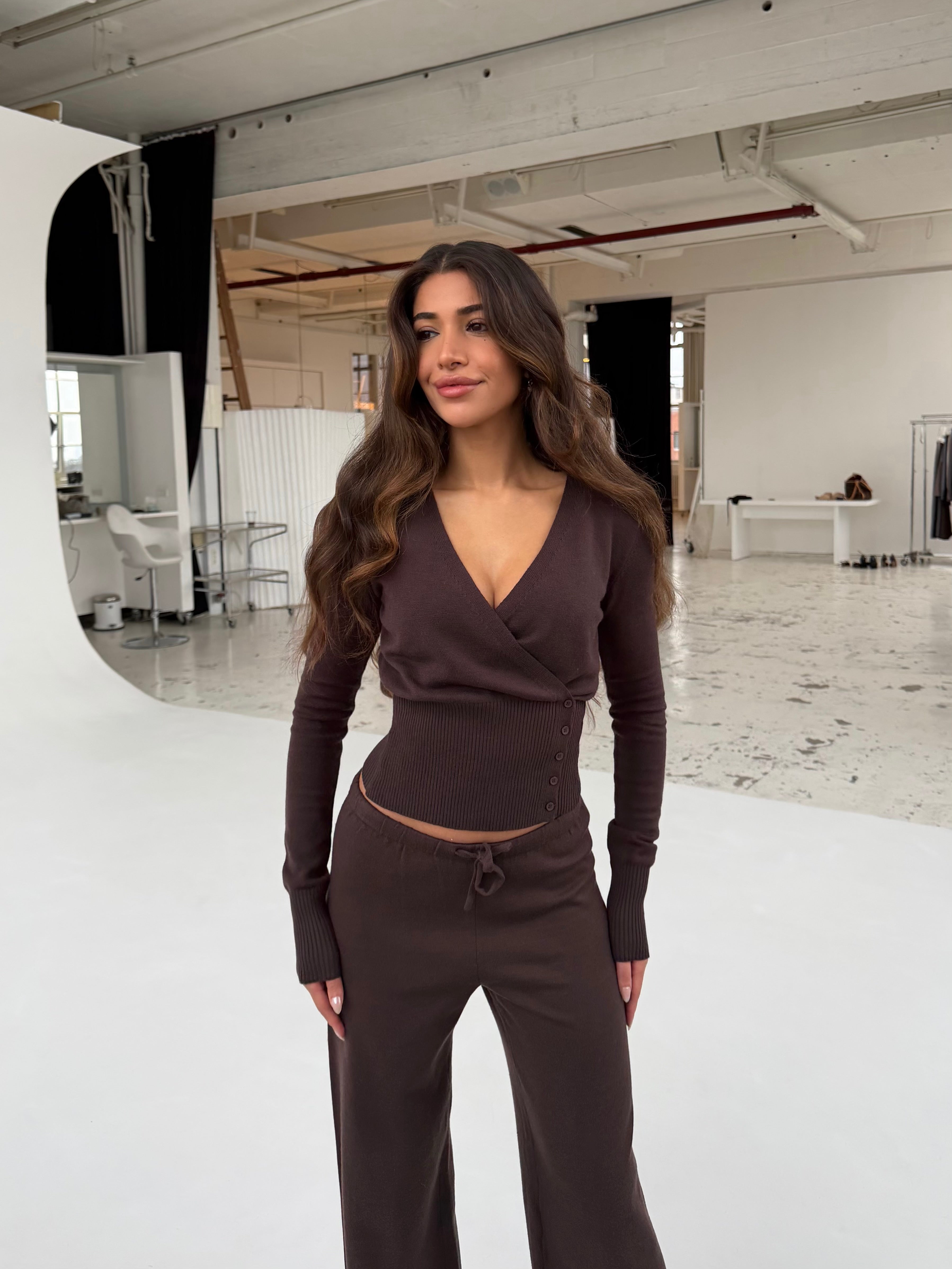 New knit cardigan - mørk brun