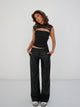 PU Vera Wide low waist Hosen - Schwarz