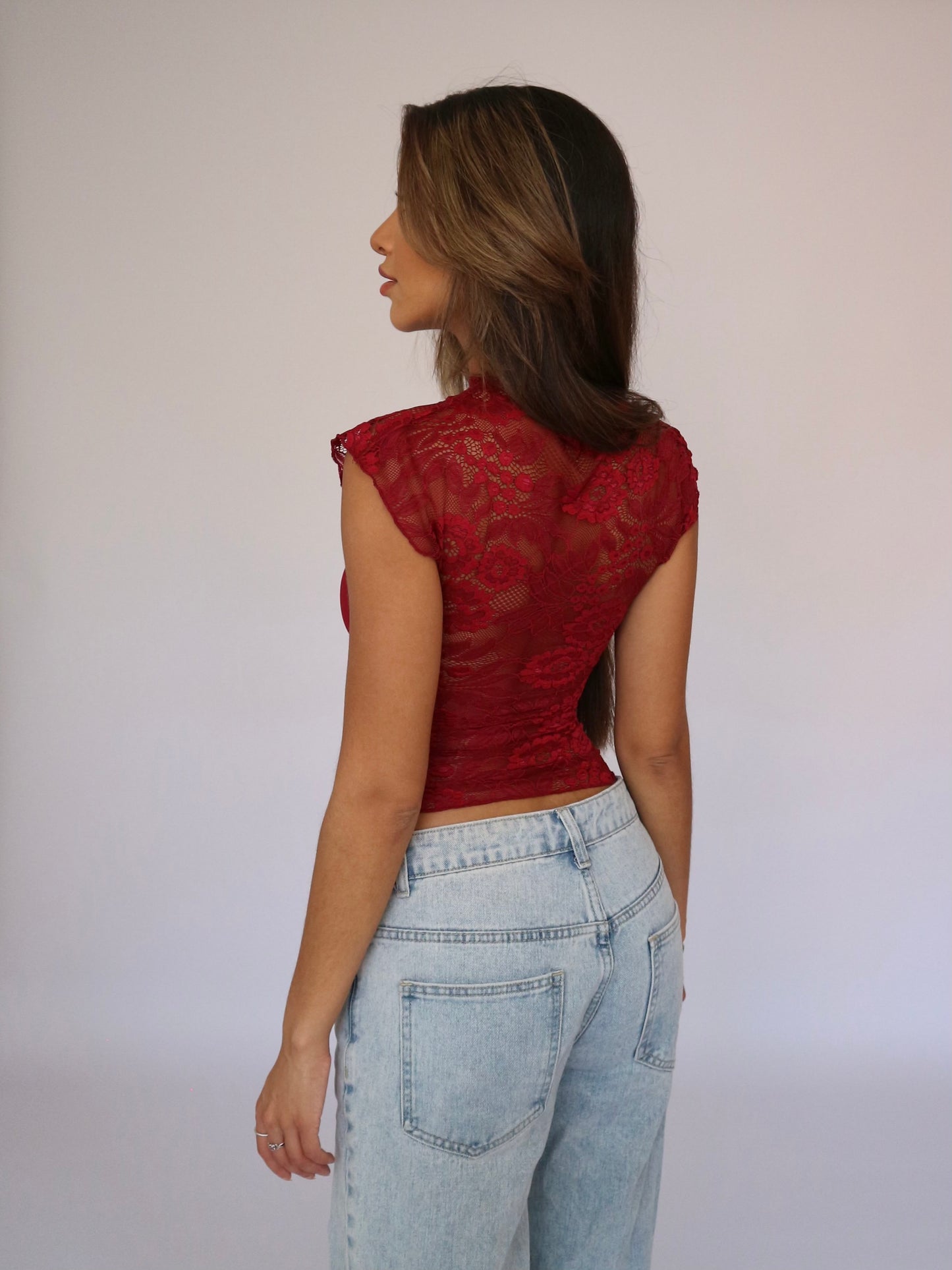 Lucy Lace Top - Dunkelrot
