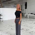 TALL Vera Wide low waist bukser - mørk grå