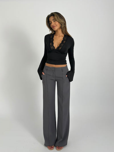 Vera Wide low waist Hosen - Dunkelgrau