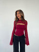 Lara Lace Long Sleeve Top - dunkelrot