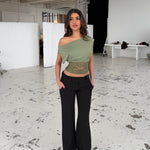 Hera basic lace top - sage grøn