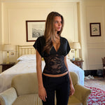 Lera lace top - sort