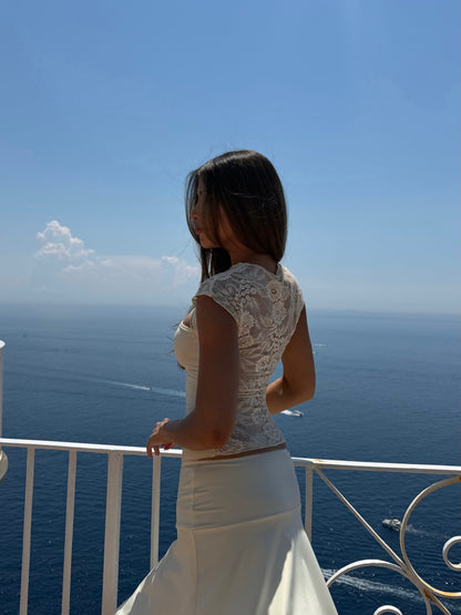 Lara lace top - lys gul