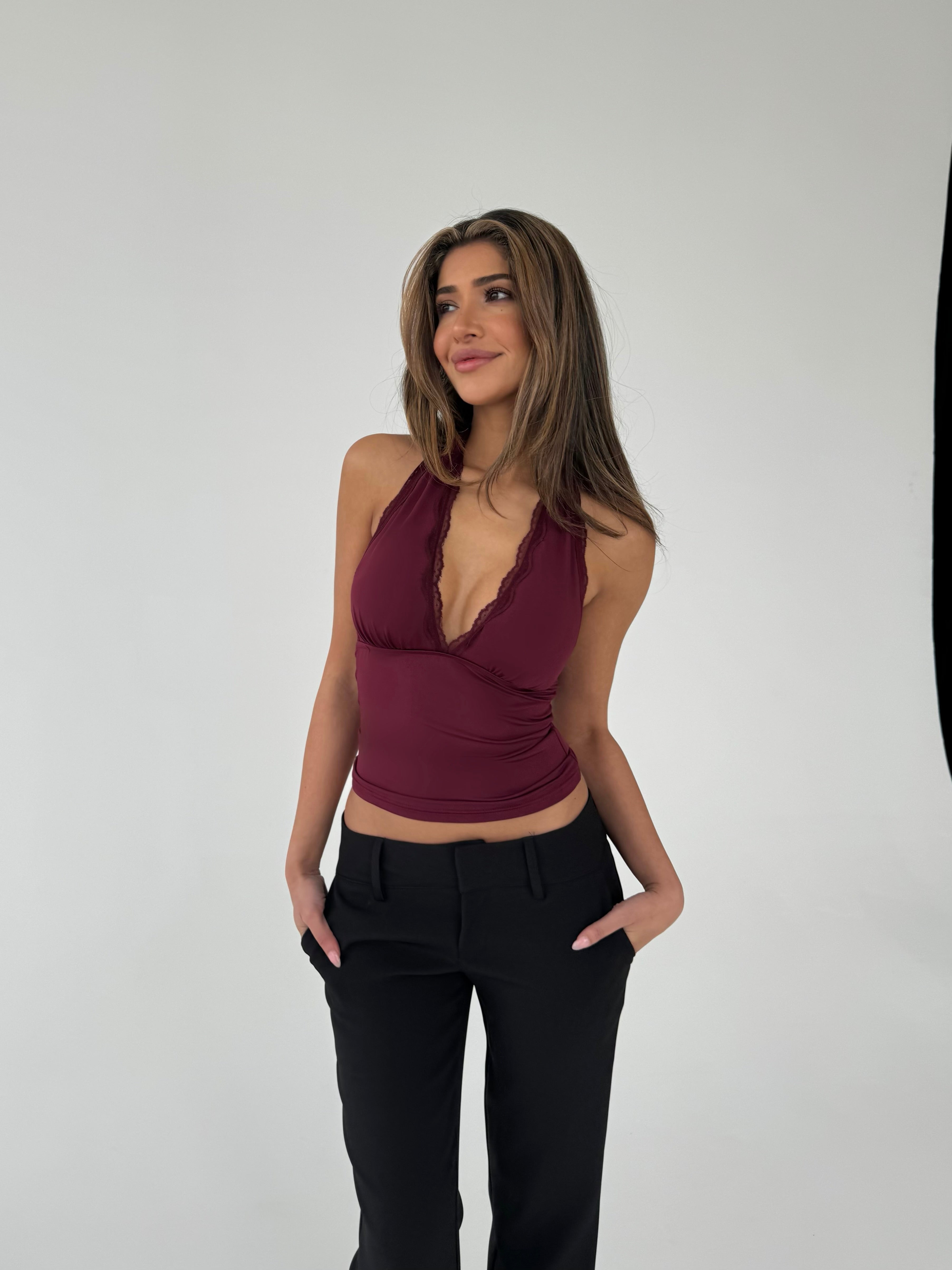 Bella lace top - bordeaux