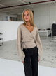 Wool blend wrap cardigan - beige