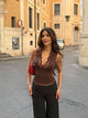 Lucia basic lace top - dunkelbraun
