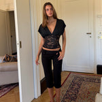 Lera lace top - sort