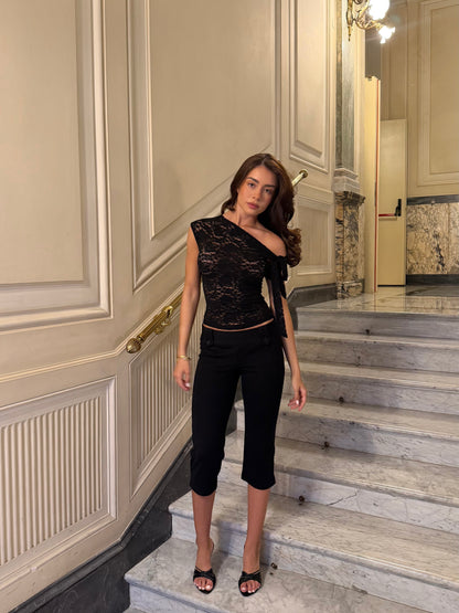 Noa lace top - sort (forudbestilling)