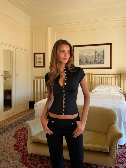 Pearl button top - sort