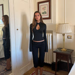 Baia lace long sleeve top - sort