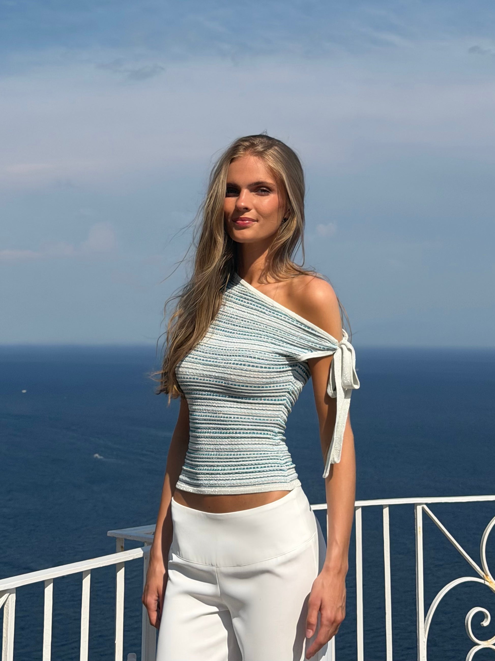 Nova knit top - blå glitter