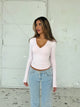 Basic v-neck top - Pink