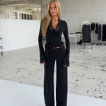 TALL Button low waist bukser - sort