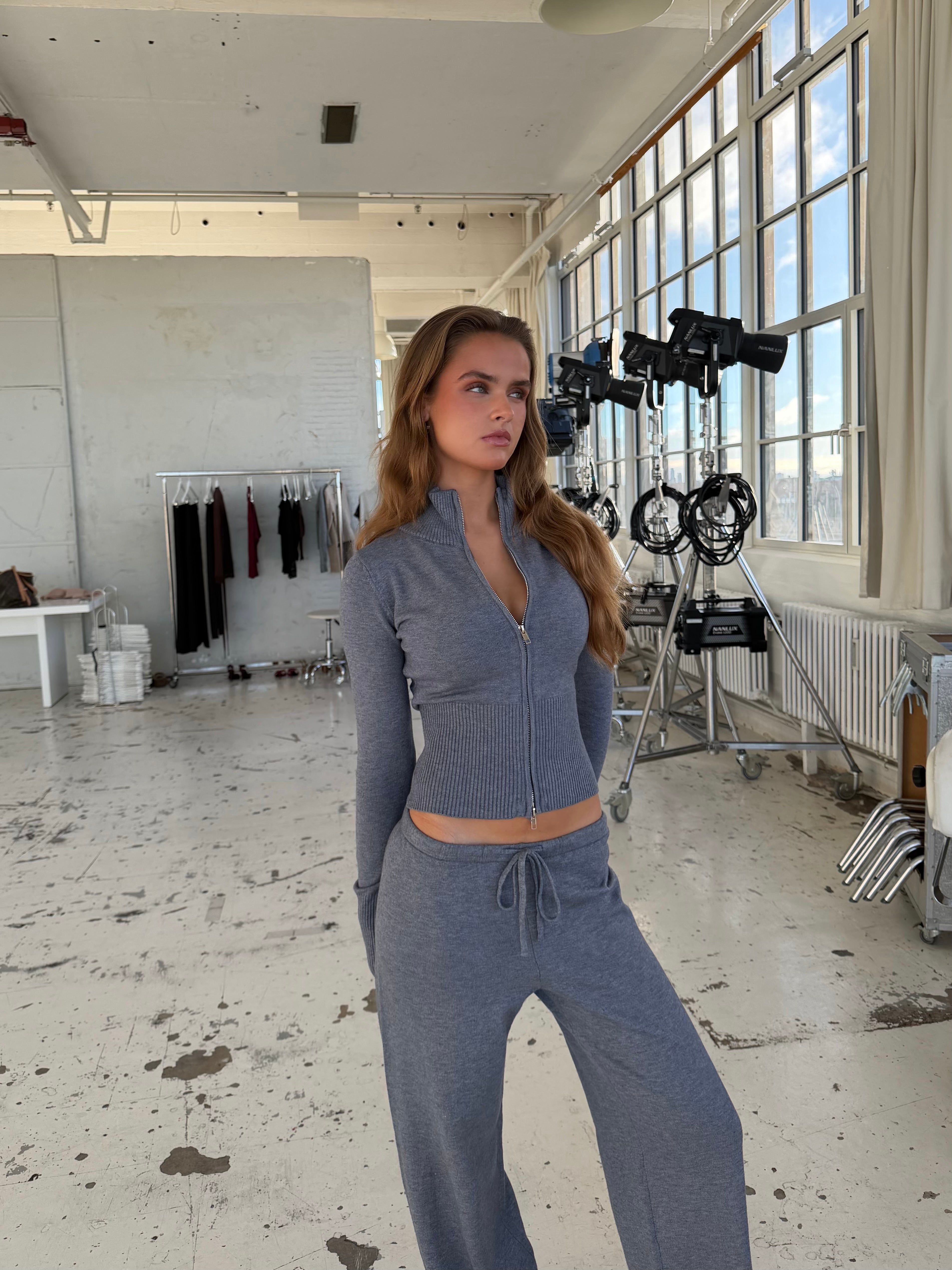 Zipper knit - meleret grå