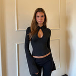 Baia lace long sleeve top - sort