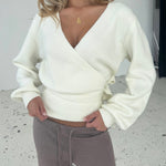 Wool blend wrap cardigan - hvid