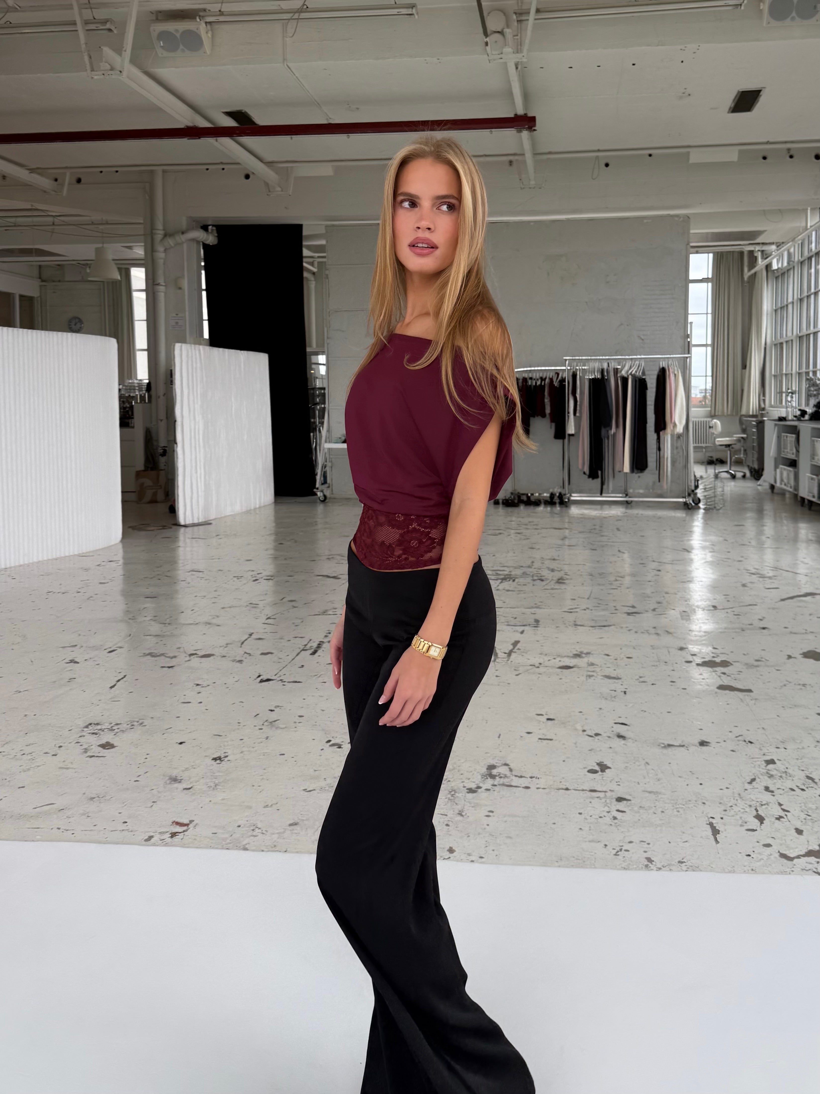 Hera basic lace top - bordeaux