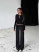 Button low waist pants - Schwarz gestreift