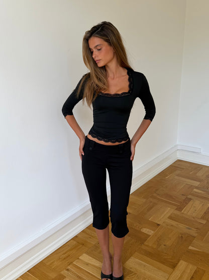 Blair Quarter Sleeve Top – Black