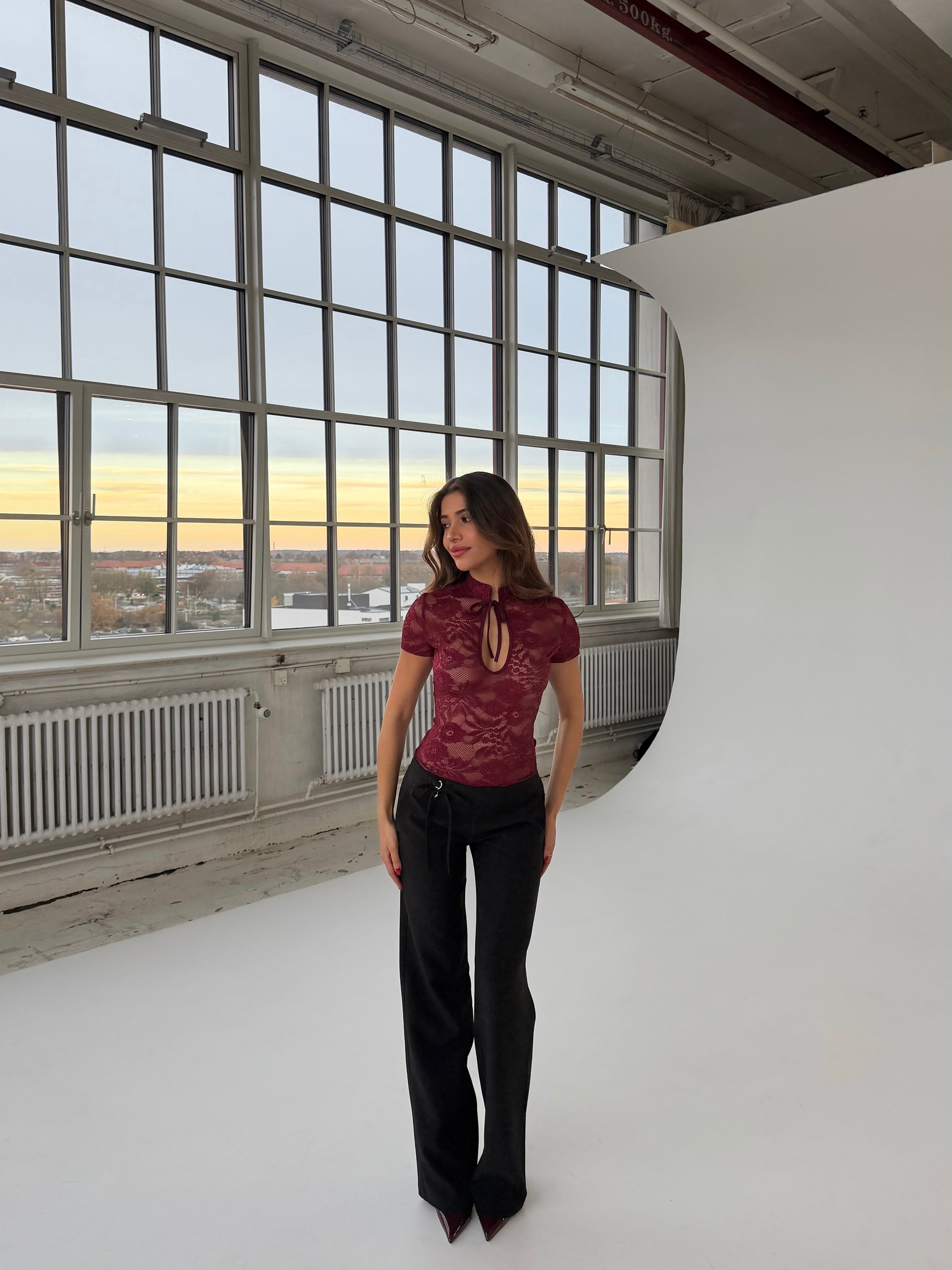 Cleo lace tee - bordeaux