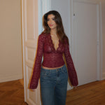 Pretty lace top - bordeaux