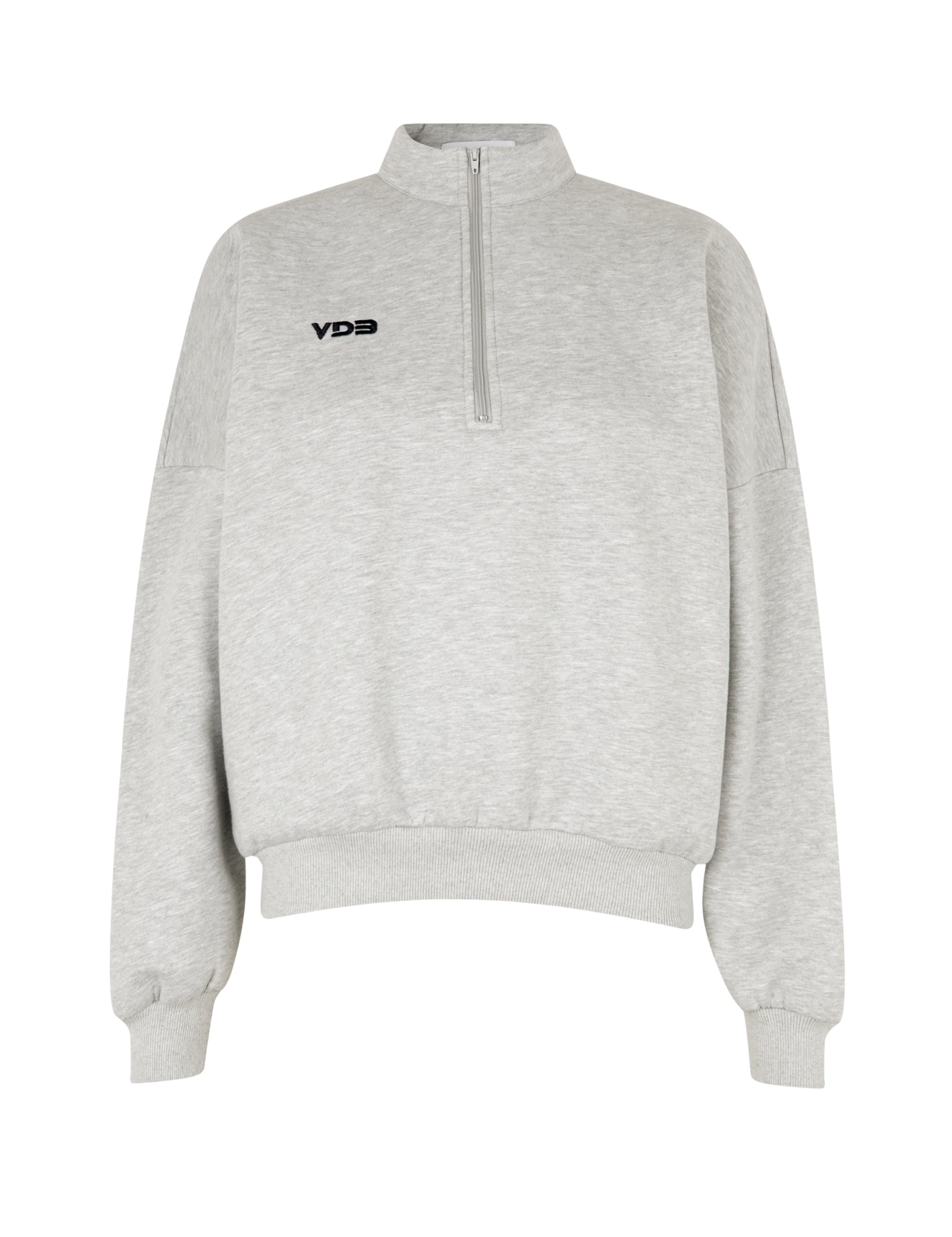 VDB zipper sweatshirt - lys grå (mørk blå logo)